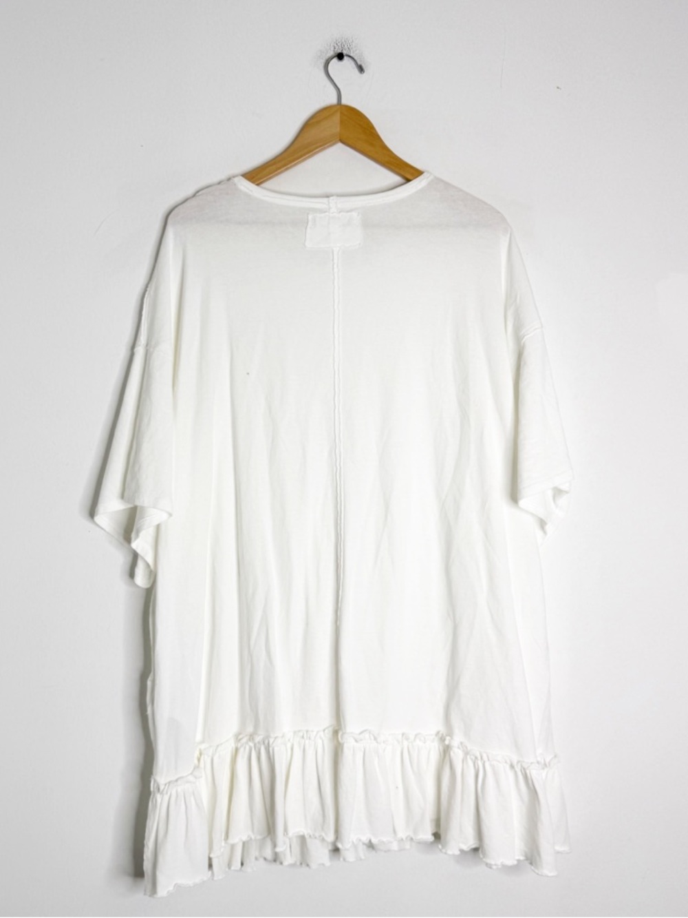 Free People We The Free Why Yes Dress White Mini Ruffle Hem Oversized XL - Picture 7 of 8